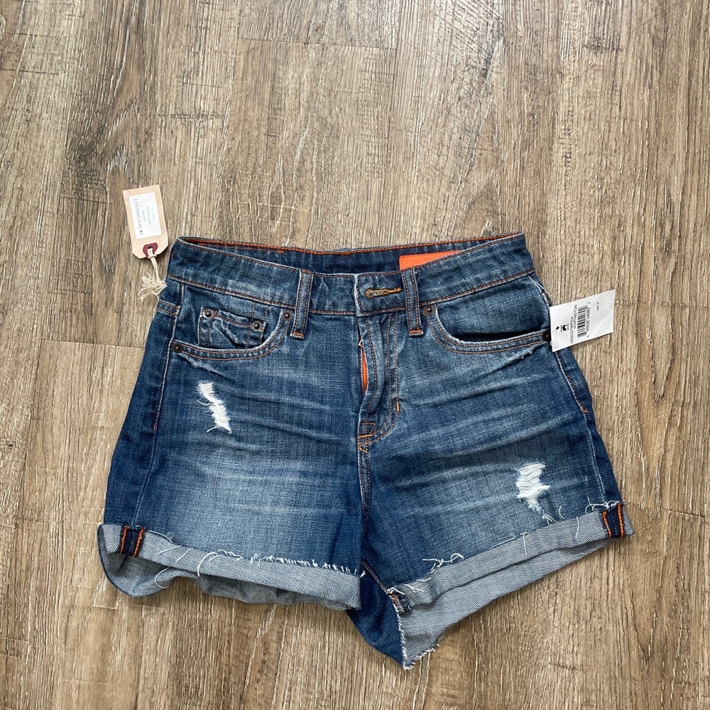 Jean Shop Cuffed Destroyed Jean Shorts Blue 24
